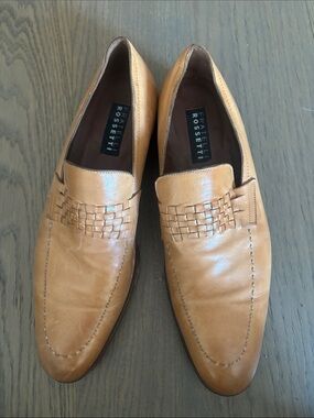 Fratelli Rossetti Tan Leather Woven Vamp Slip-On Loafers